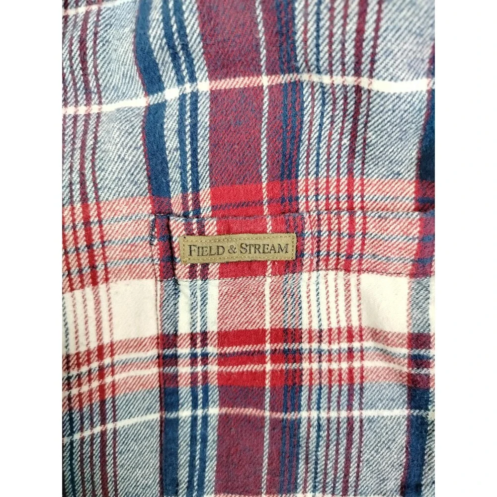 Field & Stream Shirt Mens Large Red Plaid Flannel Lumberjack Cabincore Earthy